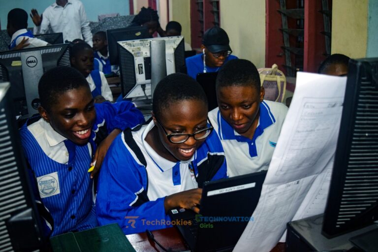 girls looking at laptop