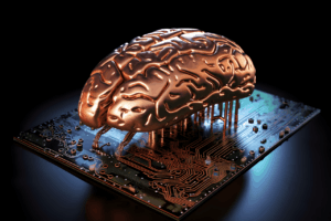 brain hovering over a computer chip