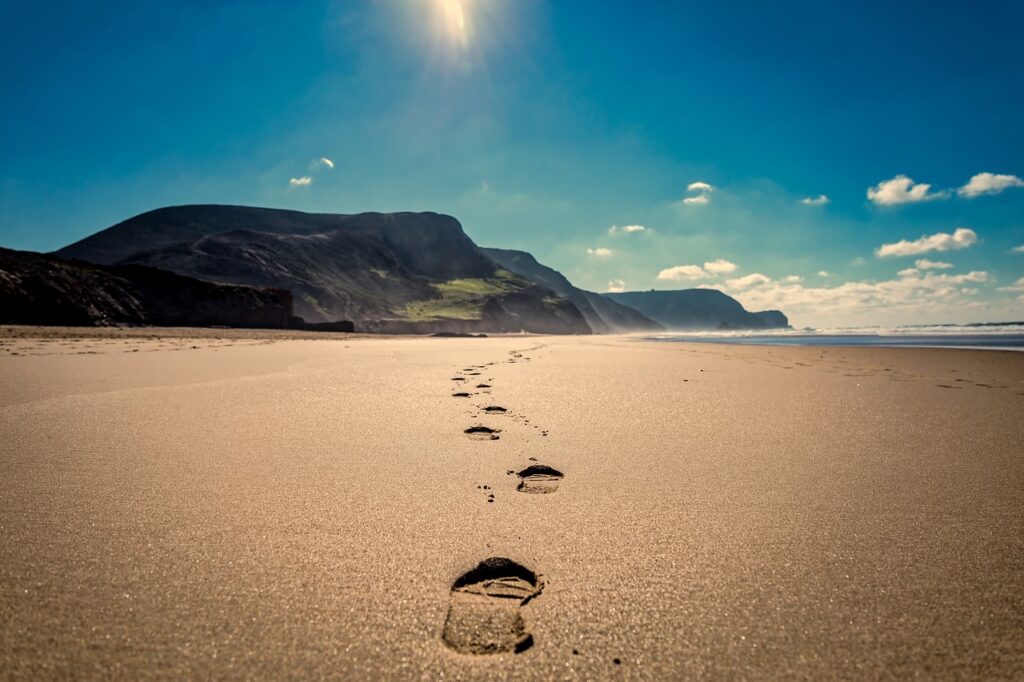 footsteps in sand