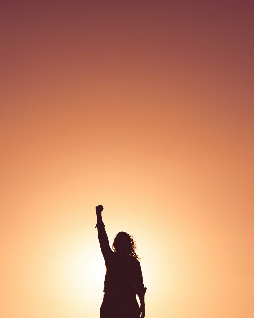 girl with fist in the air