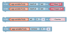 Thunkable blocks to update fruit list