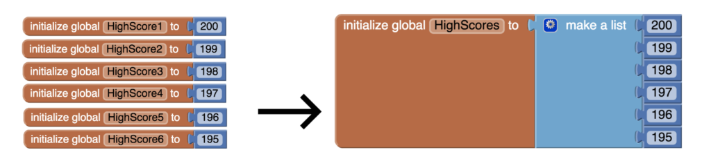 variables vs lists in app inventor