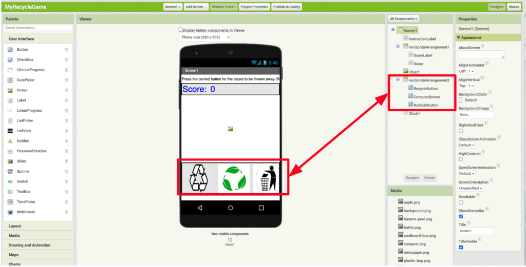 app inventor components panel