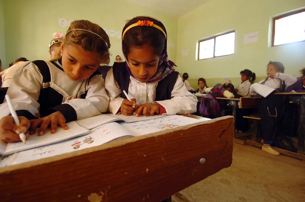 two girls in classroom