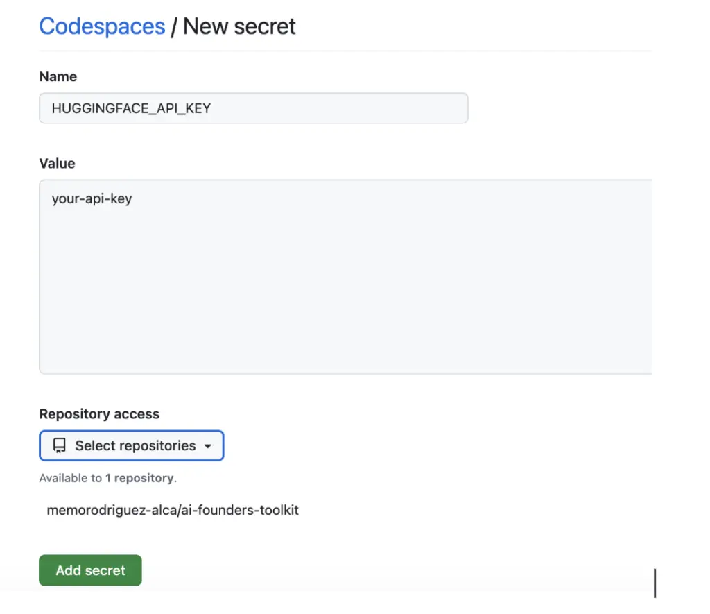 adding a codespace secret