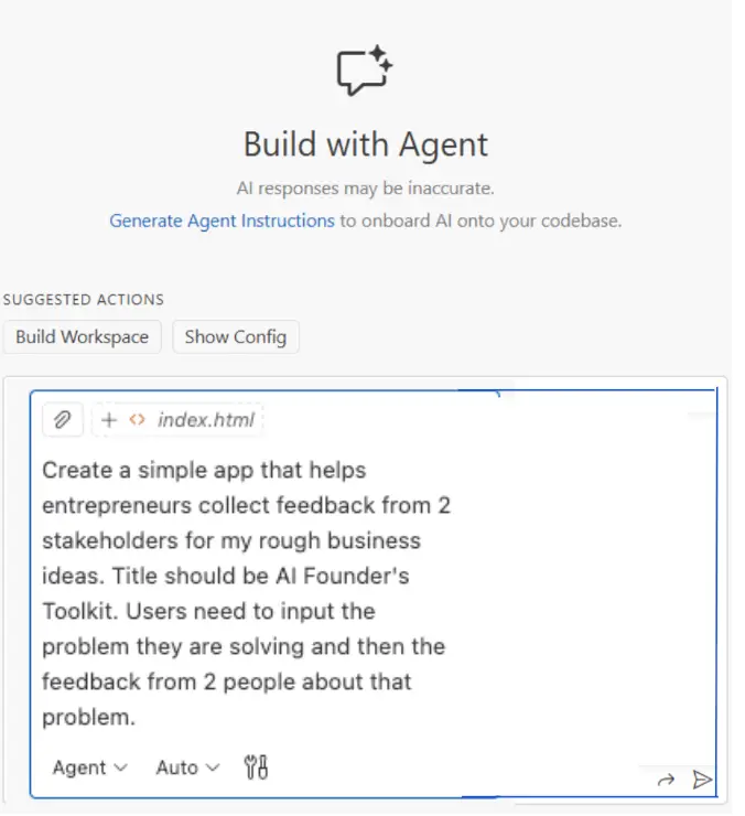 first prompt to copilot