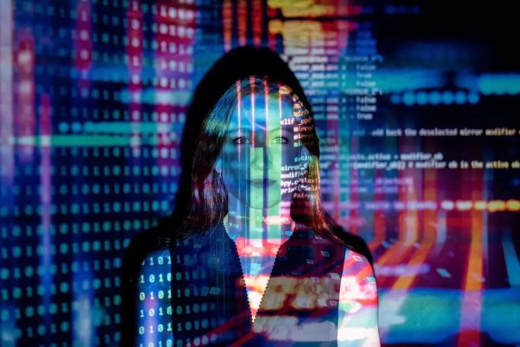 female engineer with code