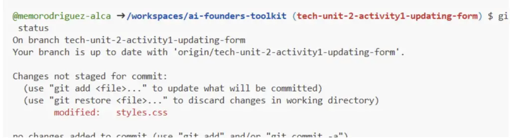 git status screenshot