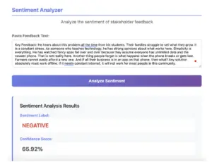sentiment analyzer screen example