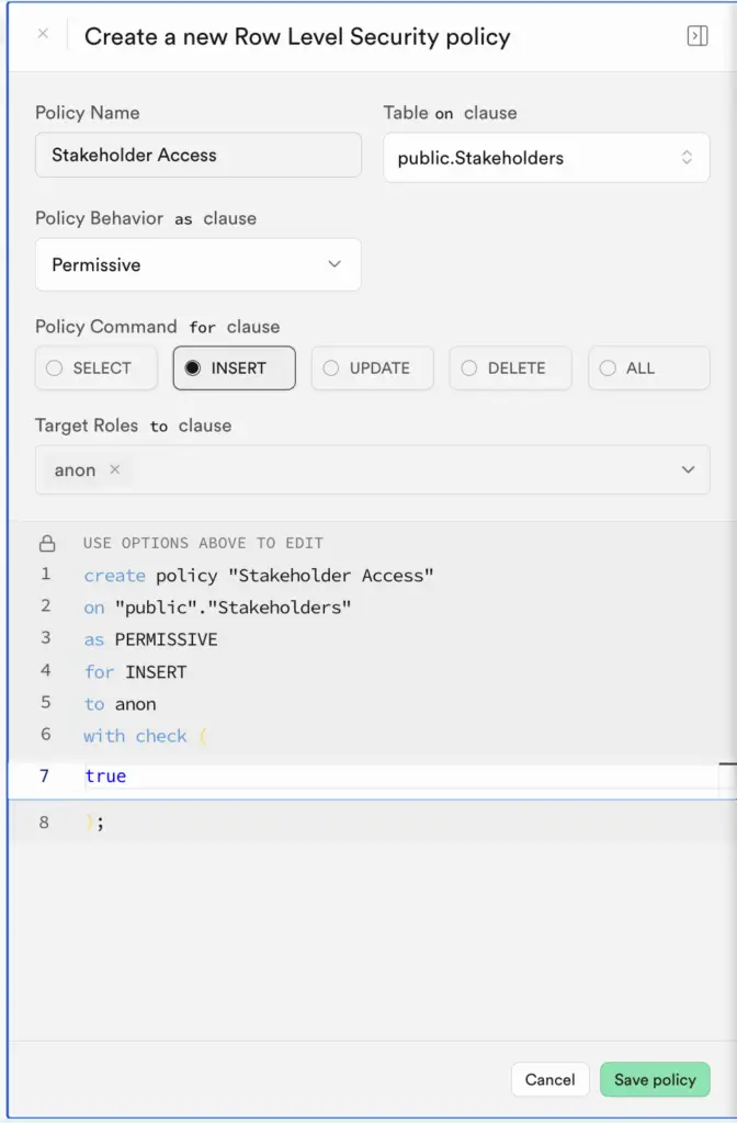 stakeholder access in supabase