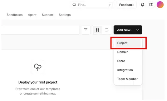 import screenshot in vercel dashboard