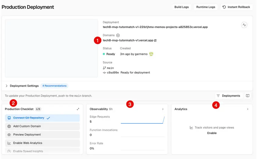 vercel dashboard overview